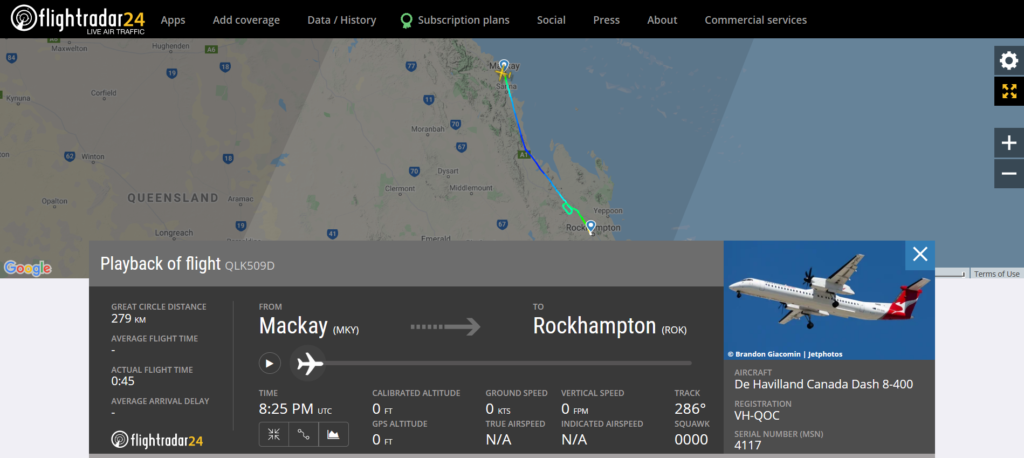 Qantas flight QLK509D from Mackay to Brisbane diverted to Rockhampton due to a smell in the cockpit