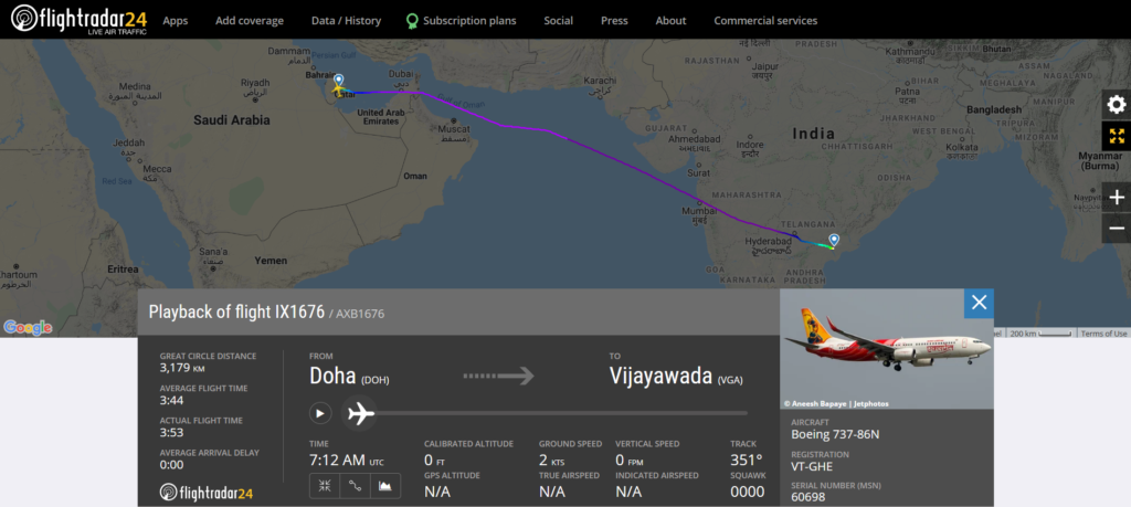 Air India Express flight IX1676 from Doha to Vijayawada collided with a lighting pole while taxing on the Vijayawada runway