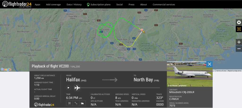 Voyageur Airways flight VC200 from Halifax to North Bay returned to Halifax due to a landing gear issue