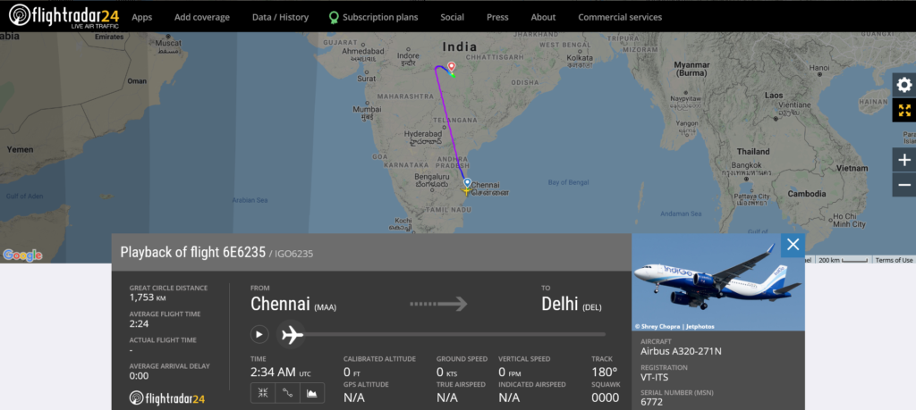 IndiGo flight 6E6235 from Chennai to Delhi diverted to Nagpur due to medical emergency