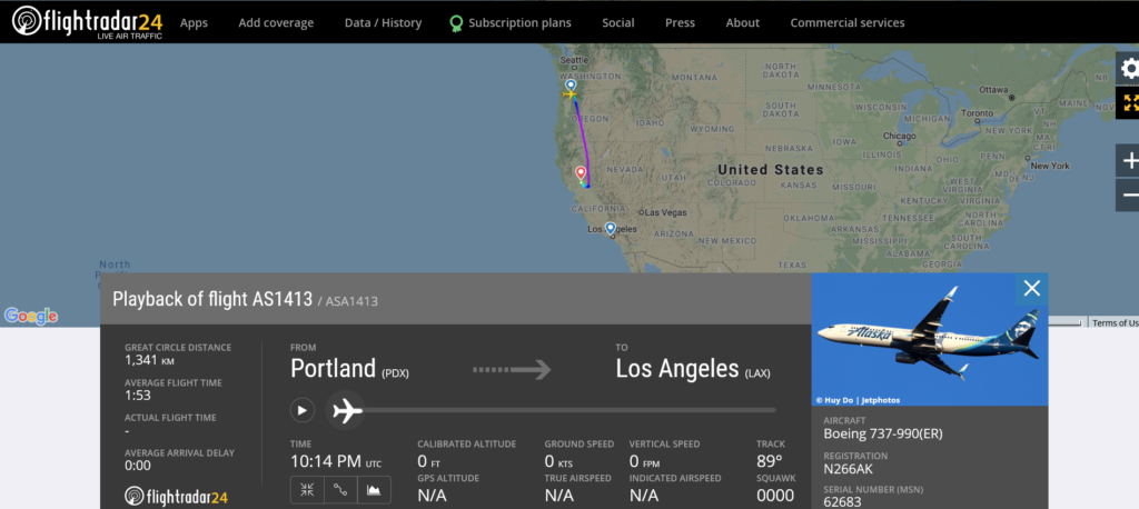 Alaska Airlines flight AS1413 from Portland to Los Angeles diverted to Sacramento due to medical emergency