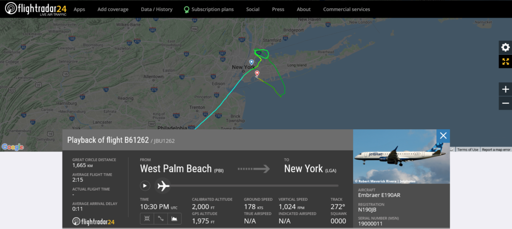 JetBlue flight B61262 from West Palm Beach to New York - John F. Kennedy diverted to New York – LaGuardia due to flaps issue