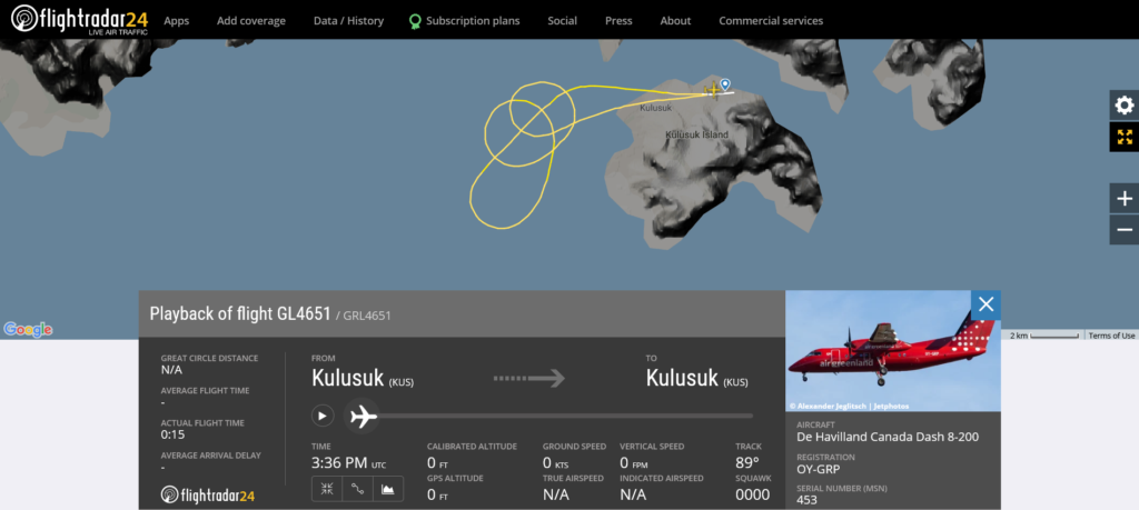 Air Greenland flight GL4651 from Kulusuk to Nuuk returned to Kulusuk after an engine shut down