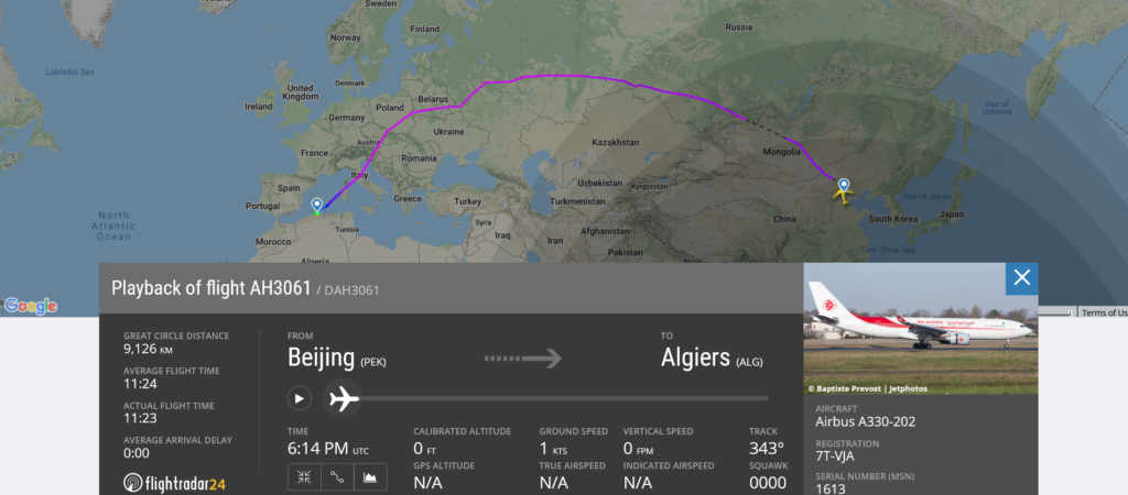 Air Algerie flight AH3061 from Beijing to Algiers suffered engine issue