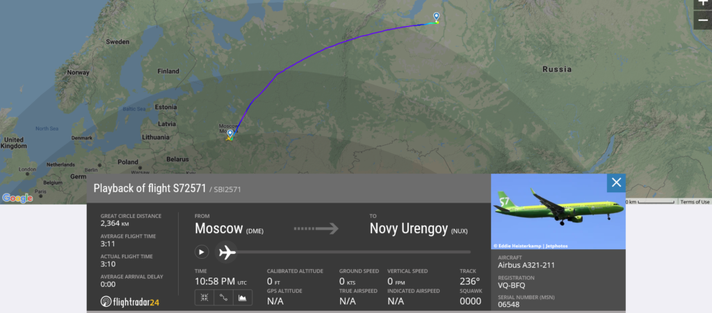 S7 Airlines flight S72571 from Moscow to Novy Urengoy suffered possible pressurisation issue