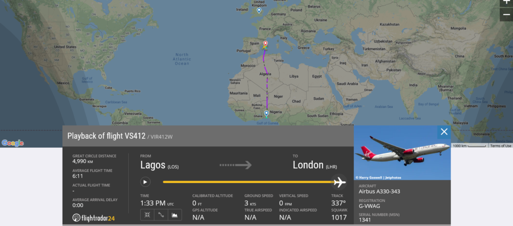 Virgin Atlantic flight VS412 diverted to Palma de Mallorca due to medical emergency