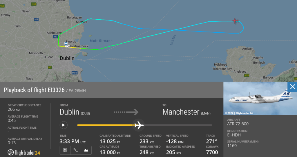 Aer Lingus flight EI3326 declared an emergency and returned to Dublin due to technical issue