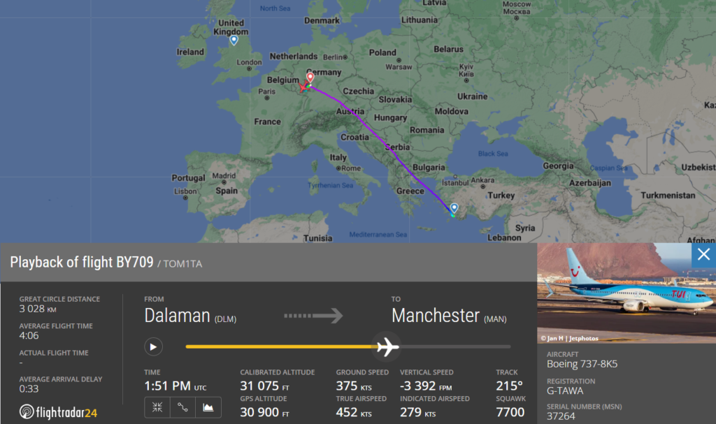 TUI Airways flight BY709 declared emergency and diverted to Frankfurt due to medical emergency